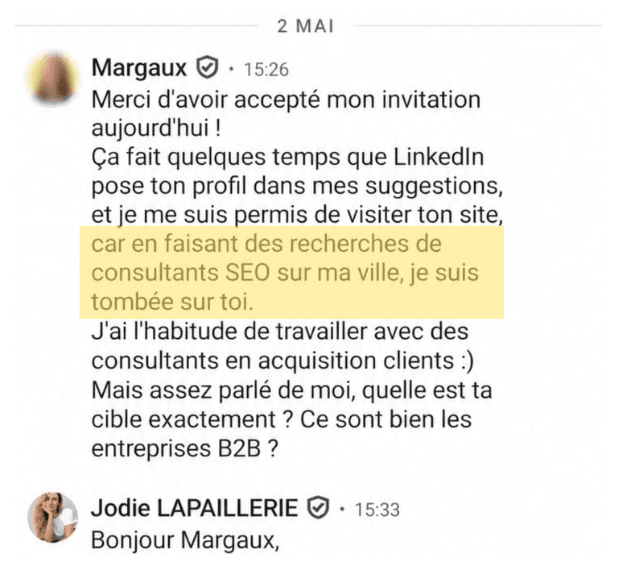 Message d'un prospect qualifié — JWL Marketing
