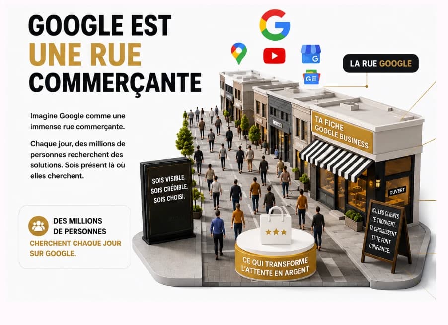 Google est une rue commerçante — sois visible, sois crédible, sois choisi