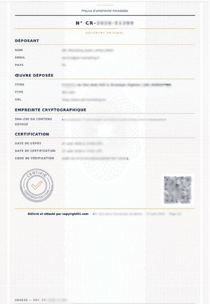 Timestamped proof of authorship — Copyright01