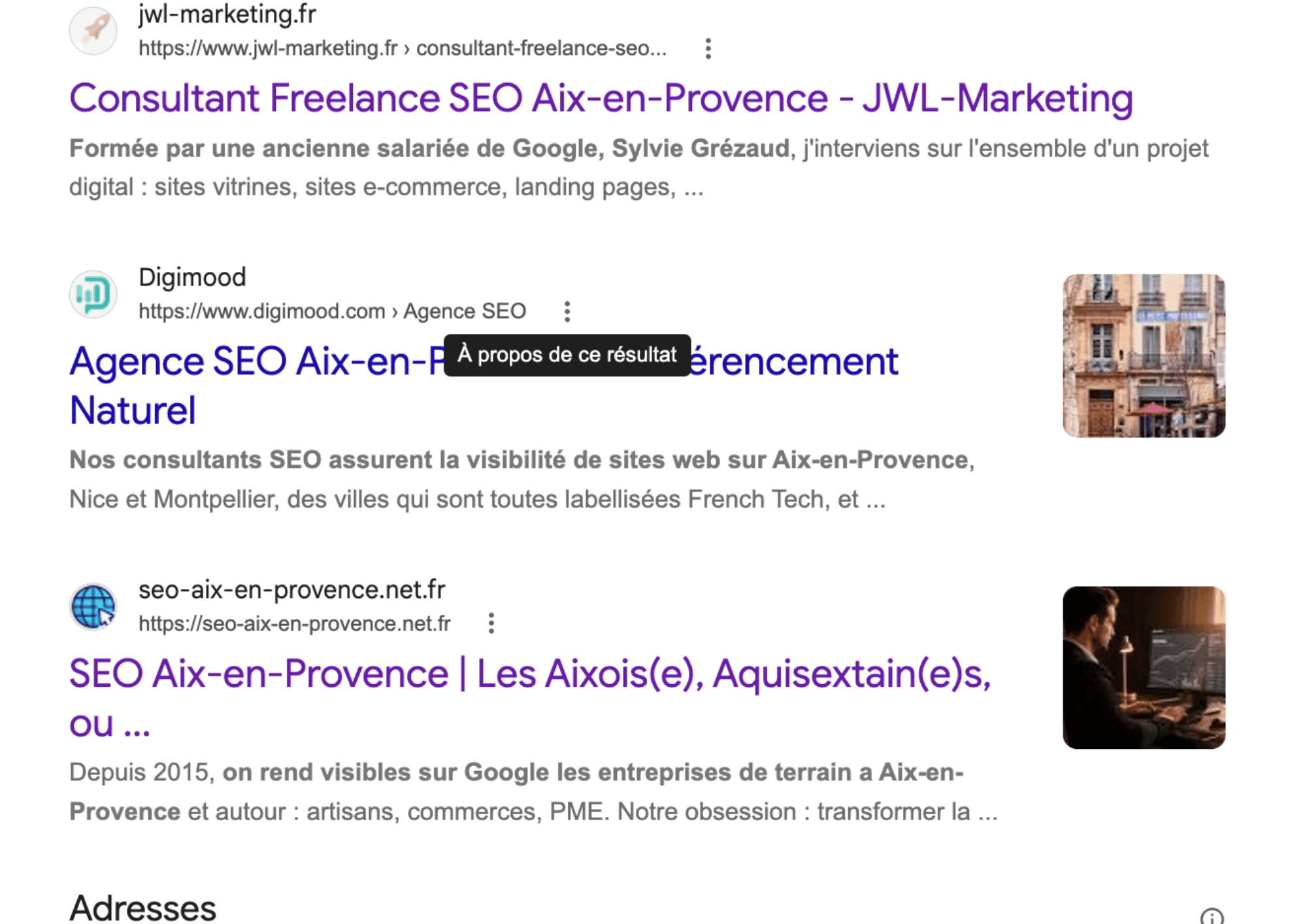 Google result for seo aix-en-provence — JWL Marketing